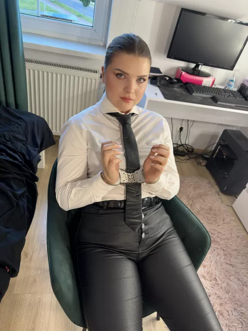 Office girl cuffed  by Navlia