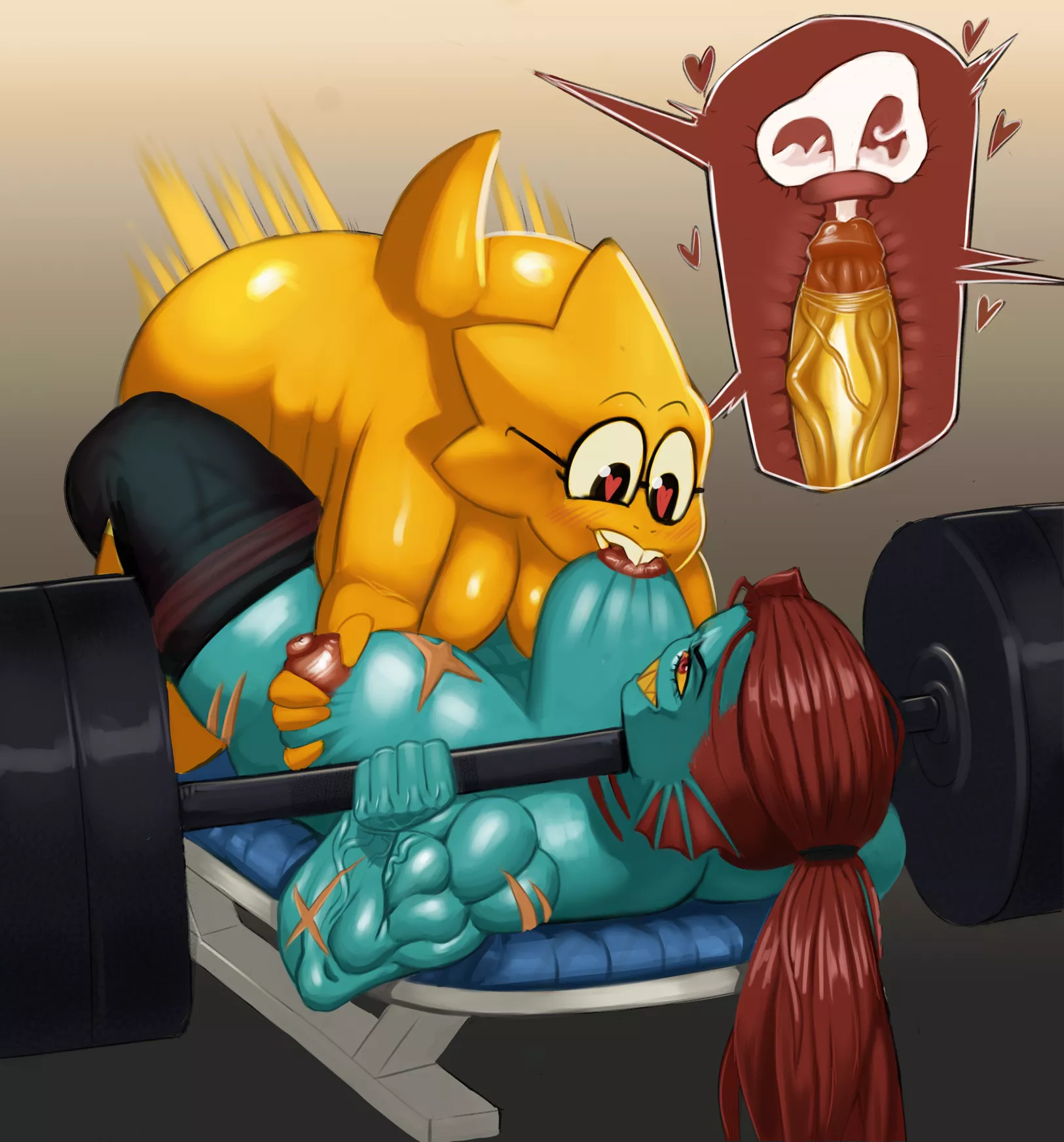 [Undyne, Alphys] Couple Workout Togheter (RedmanArt) posted by Zinyarks