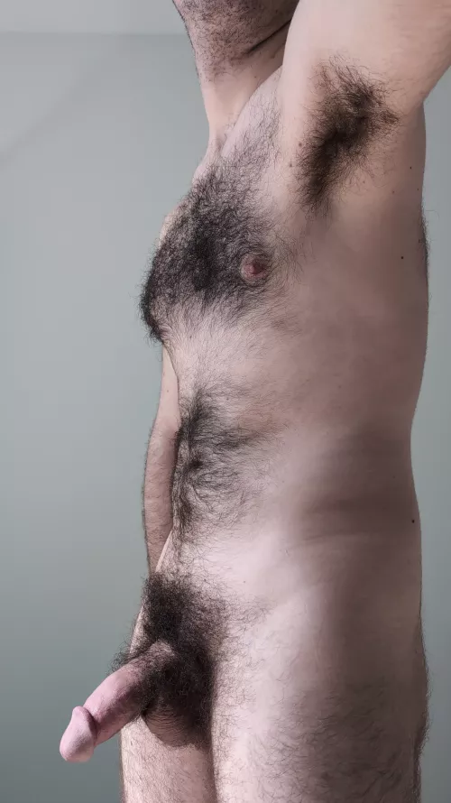 Lifting my arm so you can get a really good view of my armpit hair by Rod-Hard7