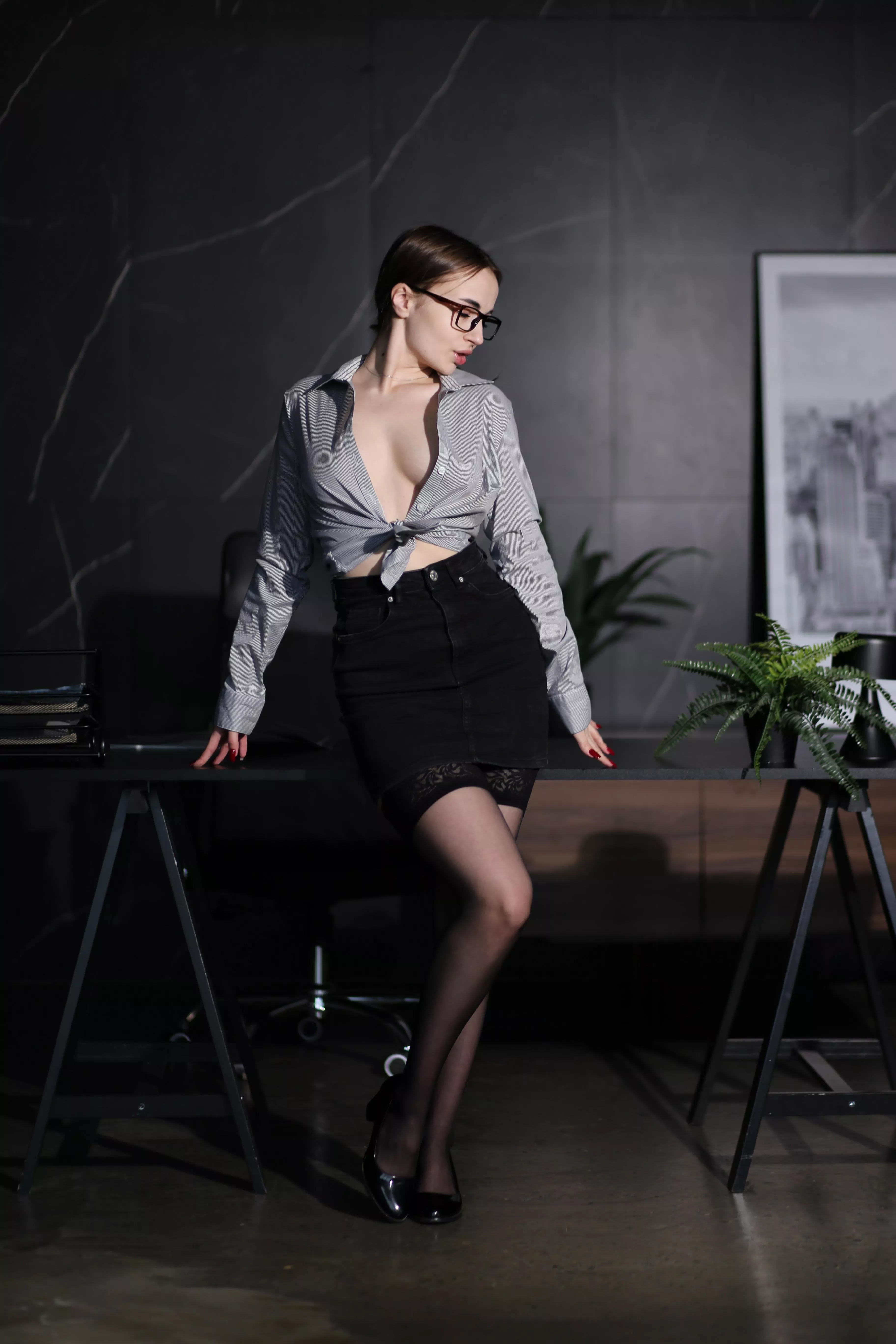 My hot outfit can make our work more productive.. posted by Cerberuswolfy