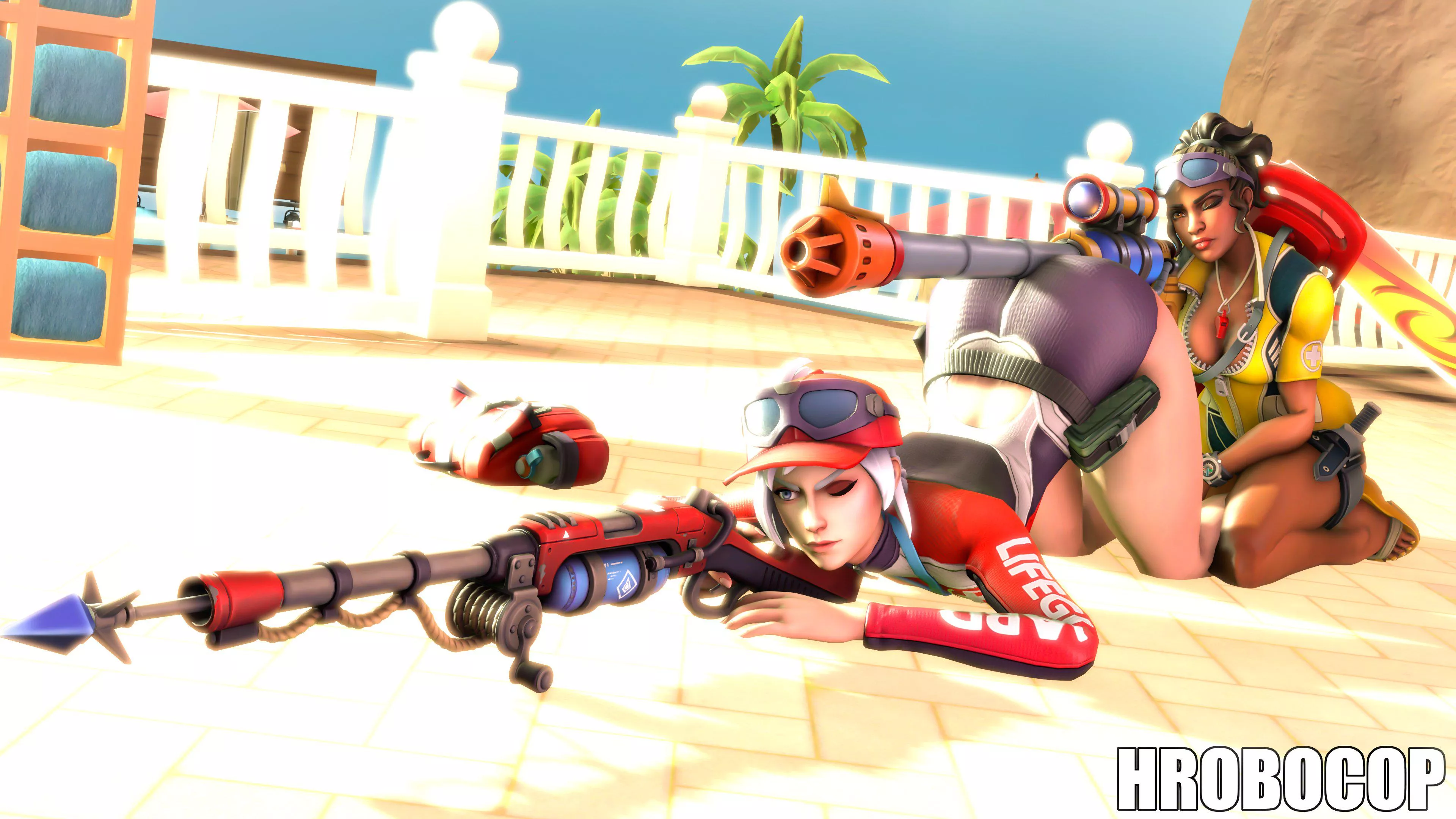 Lian and Kinessa protect the beach goers (HC) posted by gifsundgirls