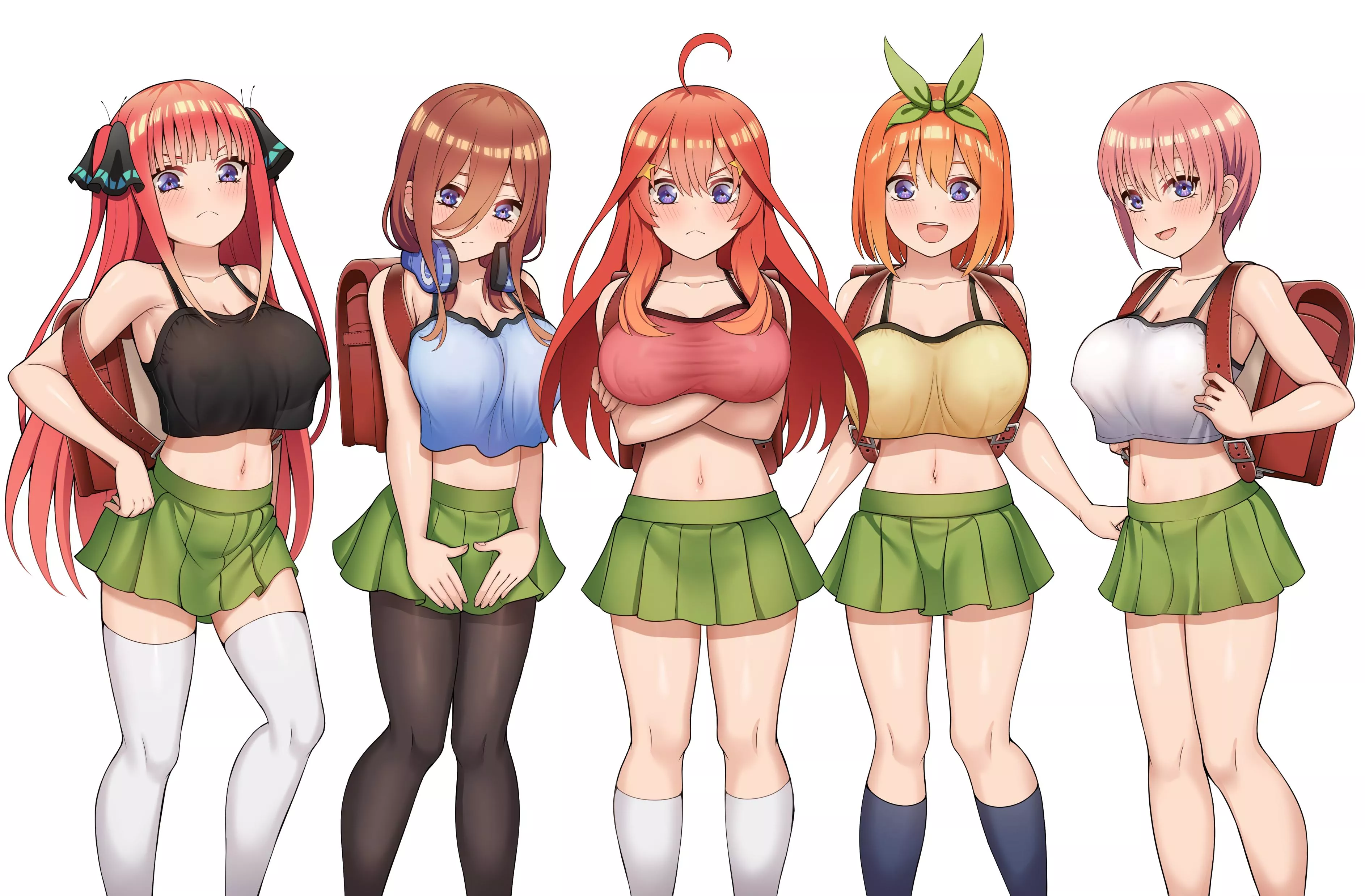 The Sisters Wearing Their New Uniforms (The Quintessential Quintuplets) posted by Csxc