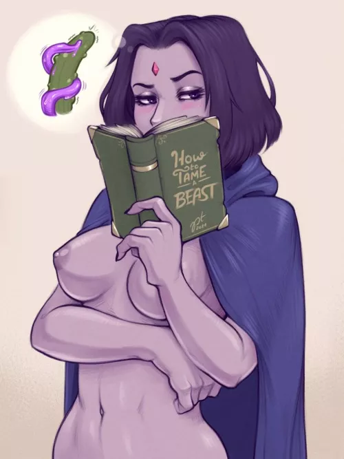 [PinkTaco] (Teen Titans) Raven is getting ideas for pleasuring Beastboy. All characters are adults by villianrules