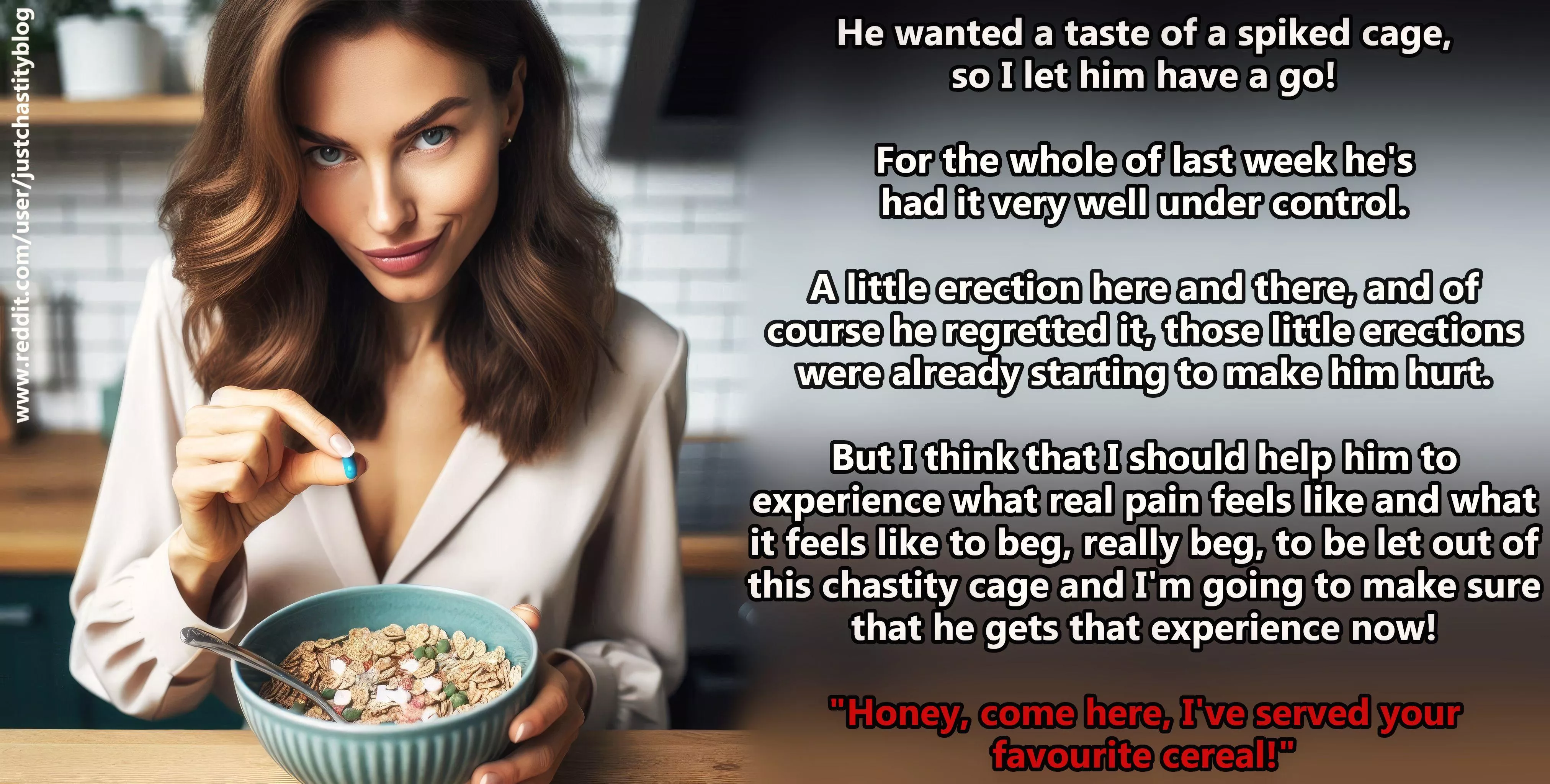 Your girlfriend can be pretty mean, I think! posted by justchastityblog