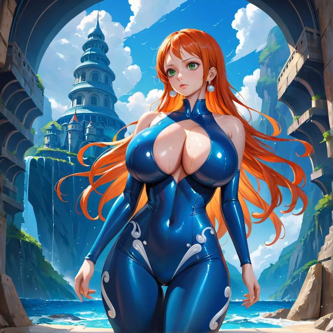 Nami in blue bodysuit <3 posted by The_Dream_Edge