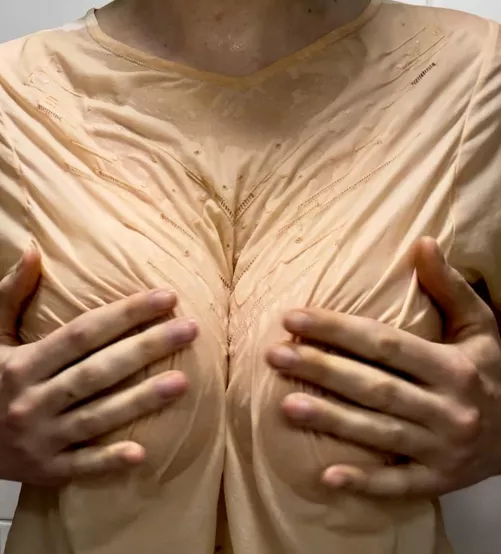 Soaking wet boobie massage by Andreaoneonone