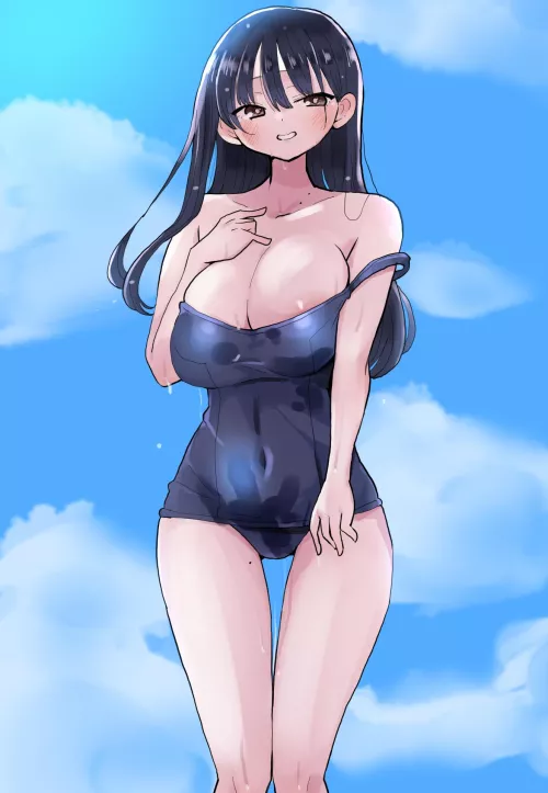 Anna Yamada's Skintight School Swimsuit  by Csxc