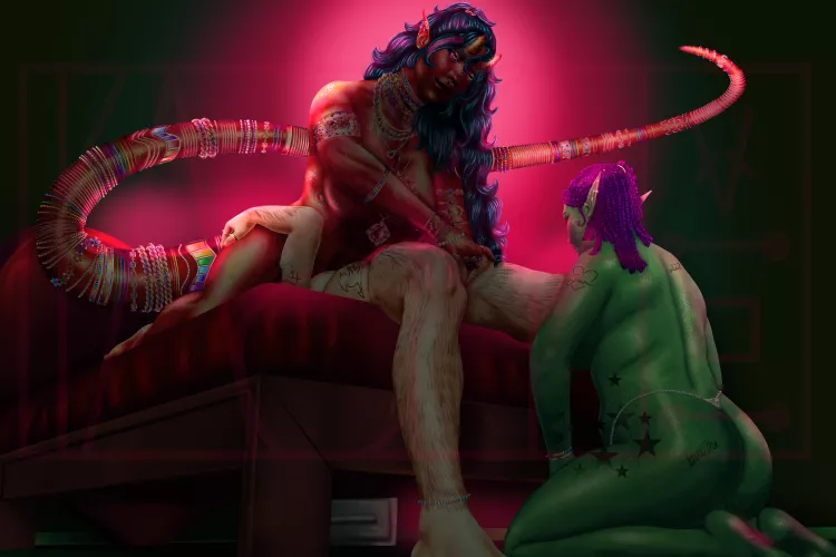 Happy Pride Month, Astrea is showing a cutie how to please her boyfriend! by RaynesArt