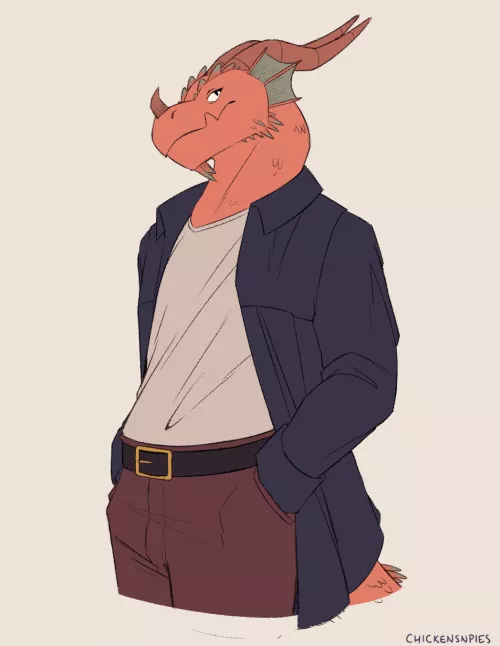 I drew my dragonborn again not too long ago! (art by me, @chickensnpies1 on twitter!) by chimigni