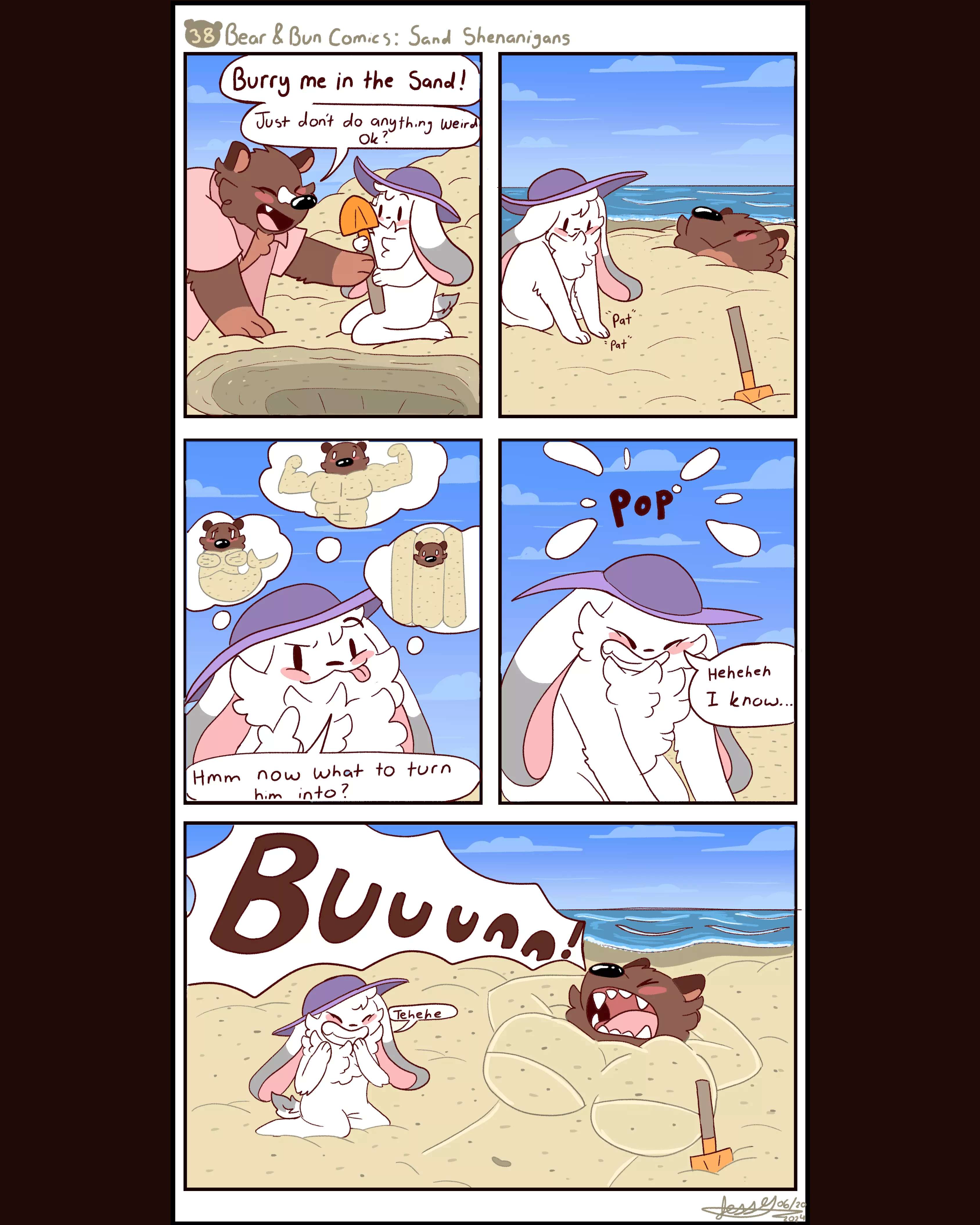 [OC]🐻🐰Bear & Bun Comics: Sand Shenanigans🏖️ posted by JessTheChips