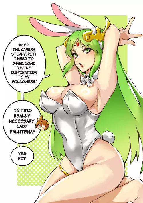 Palutena's lewd photoshoot to spread divine inspiration (1340smile) by Terran117