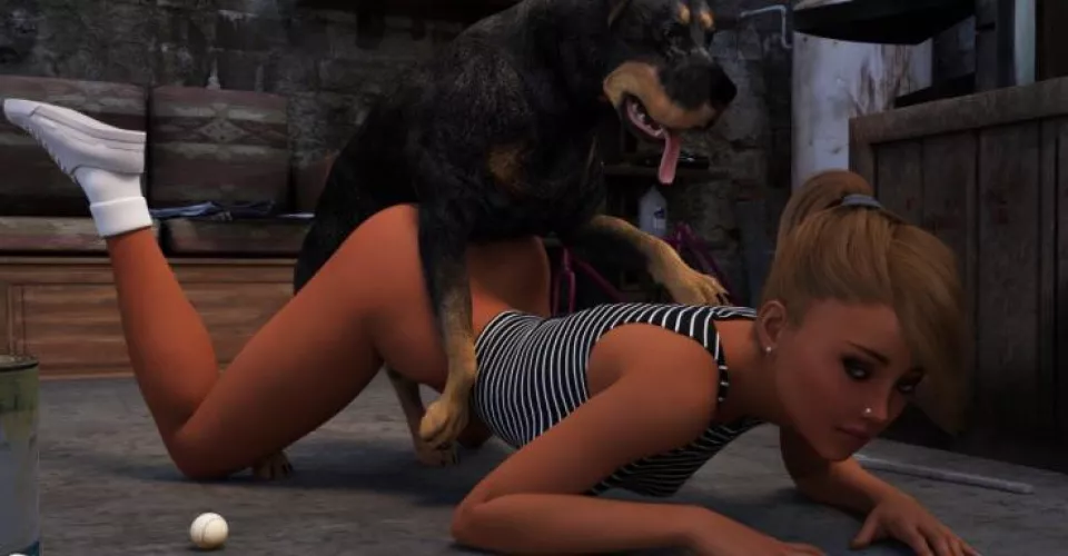 “Play time always turns to knotty time as the boyfriend’s doggo simply enjoys emptying his balls deep inside the pussy.. [Joker]” by Elcch19