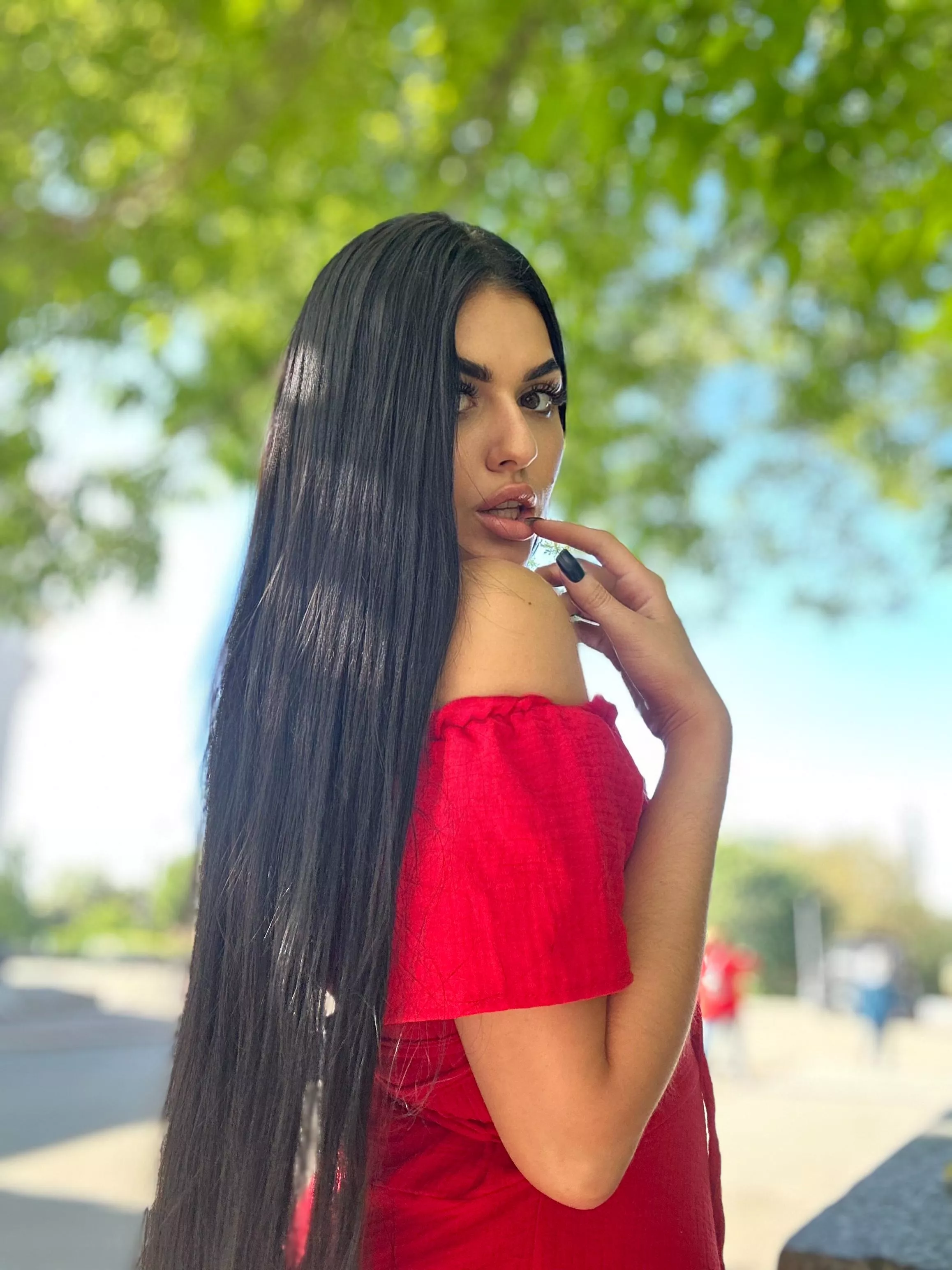 brunette trophy in red posted by olivia_inspiration