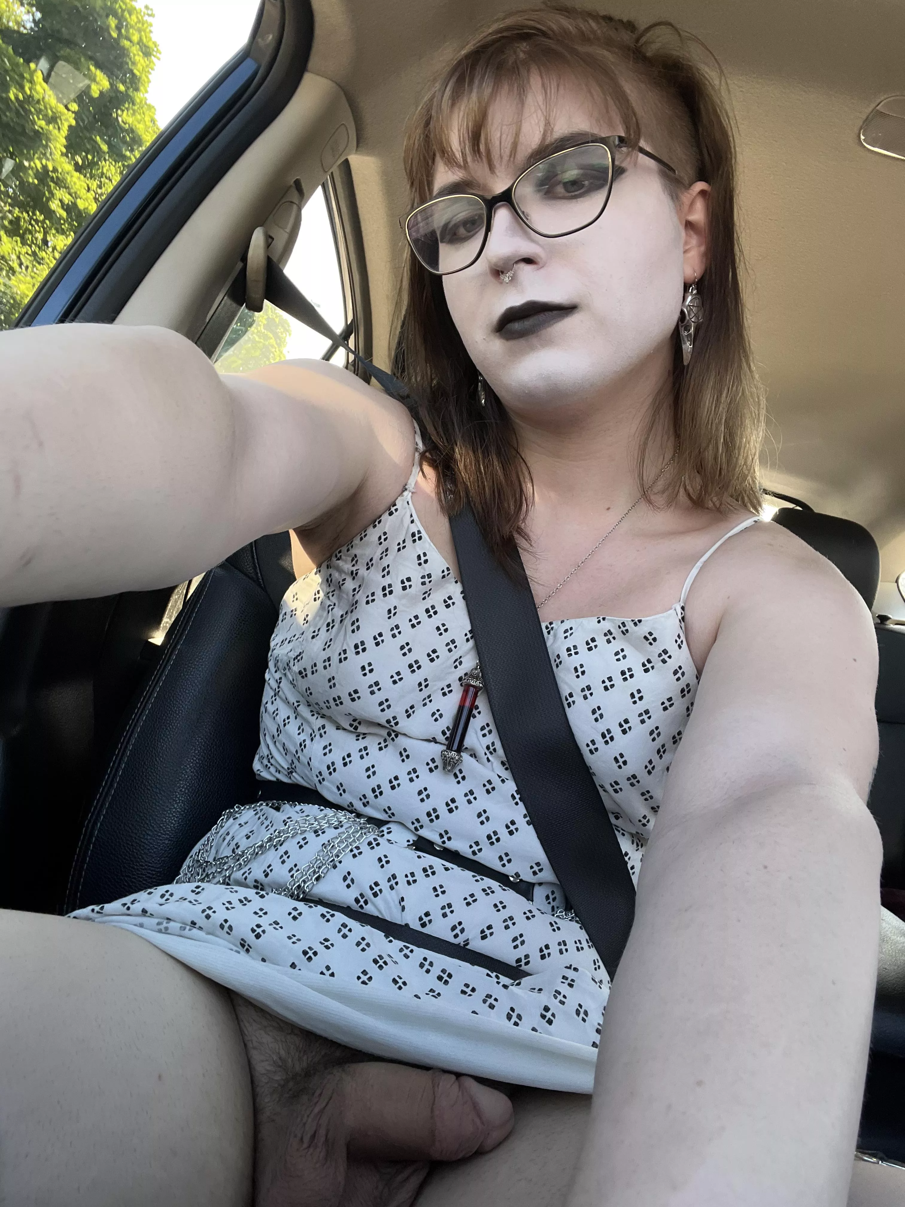 Goth makeup and no panties 😘 I was nervous to do a face reveal, hope y’all like it 🫣 posted by hash-sluts-x