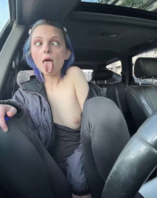 Happy titties out at the gym car park all ready for my work out by _Sonichka