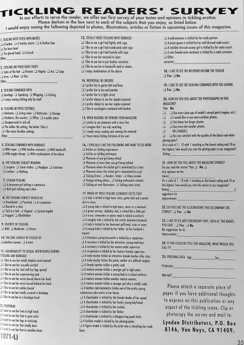 Survey In A Tickle Magazine, Published 1992. by MageAdvice