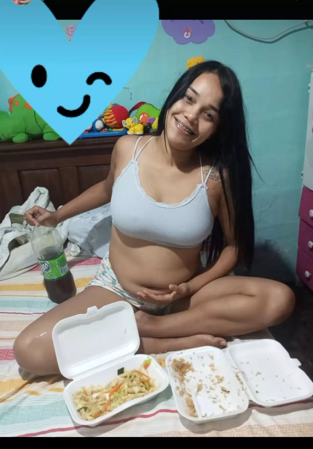 Eating delicious food to gain weight. I love how full I look, my belly wants to explode.  posted by Zealousideal-Arm4544