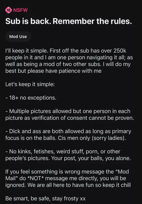 Sub is back. Remember the rules. by maskedhershey