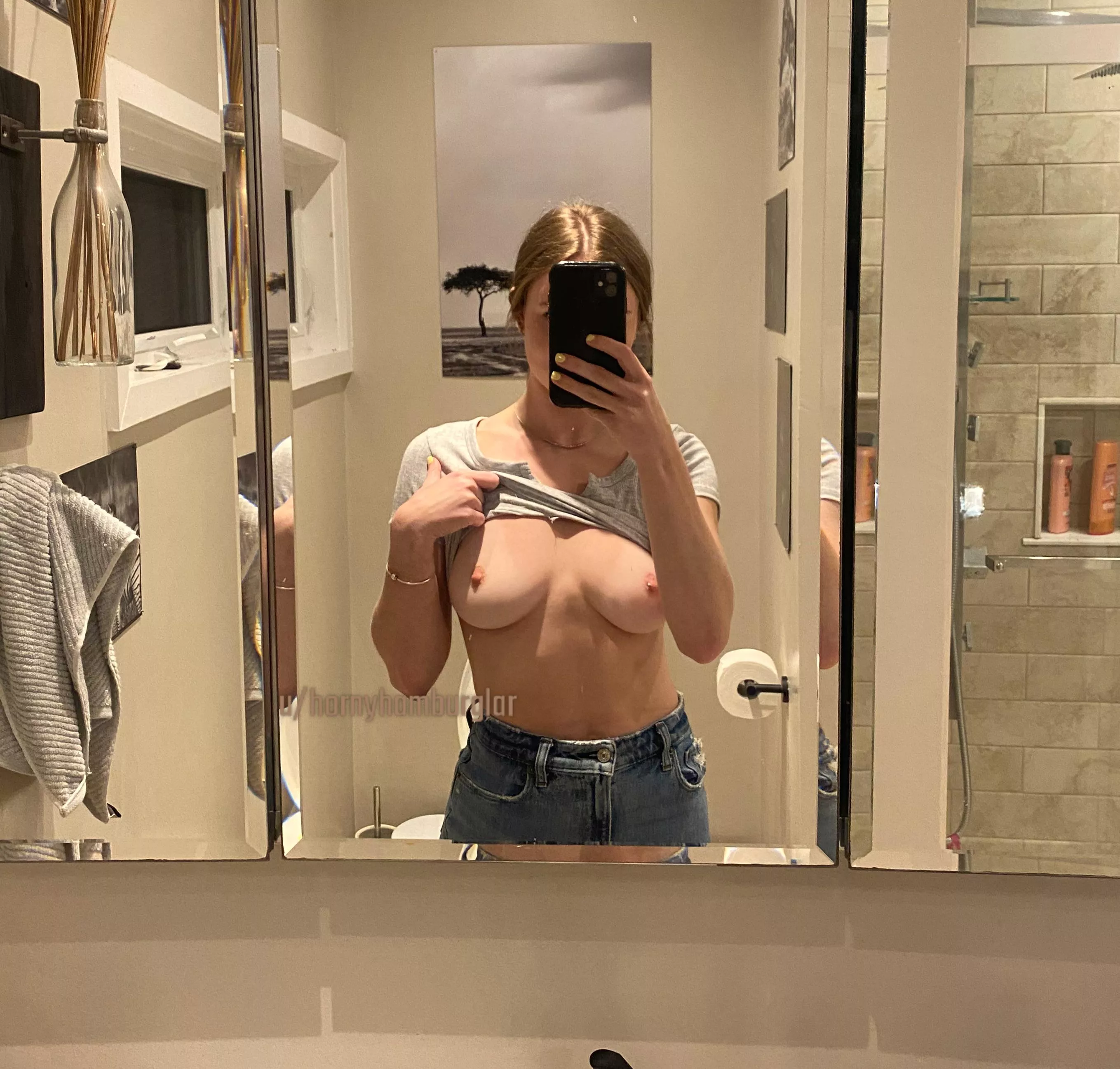 Always taking nudes in other people’s bathrooms 😅 posted by hornyhamburglar
