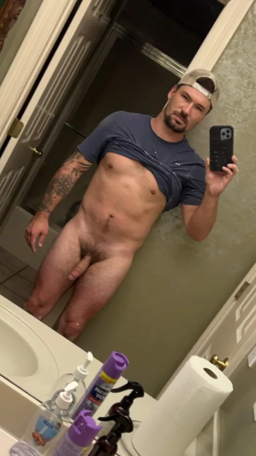 I’m remodeling a shower for an elderly lady and I figured I would pull my dick out in the spare bath room. by superx1994