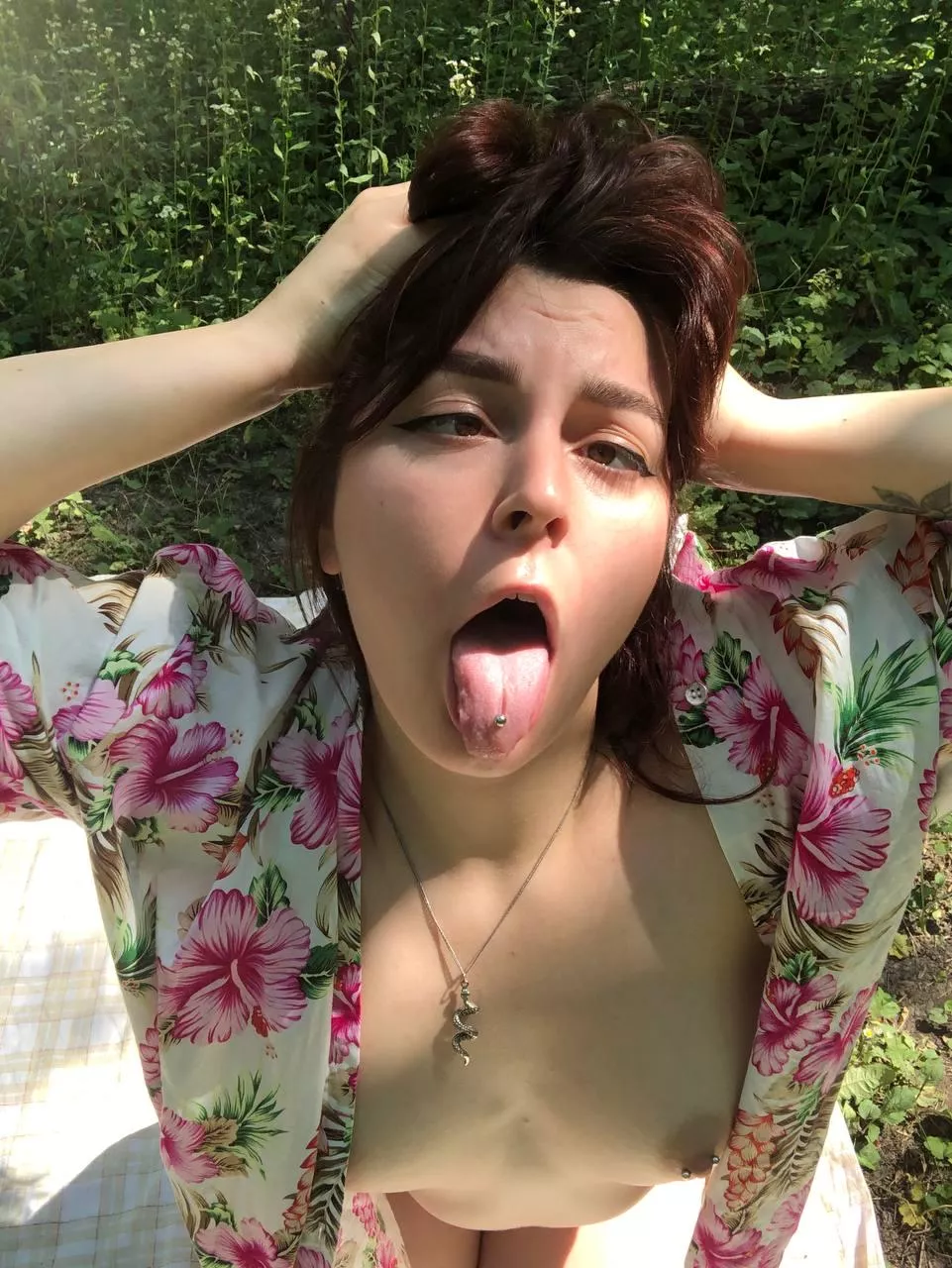 My ahegao face in forest posted by PrettySmileGirl
