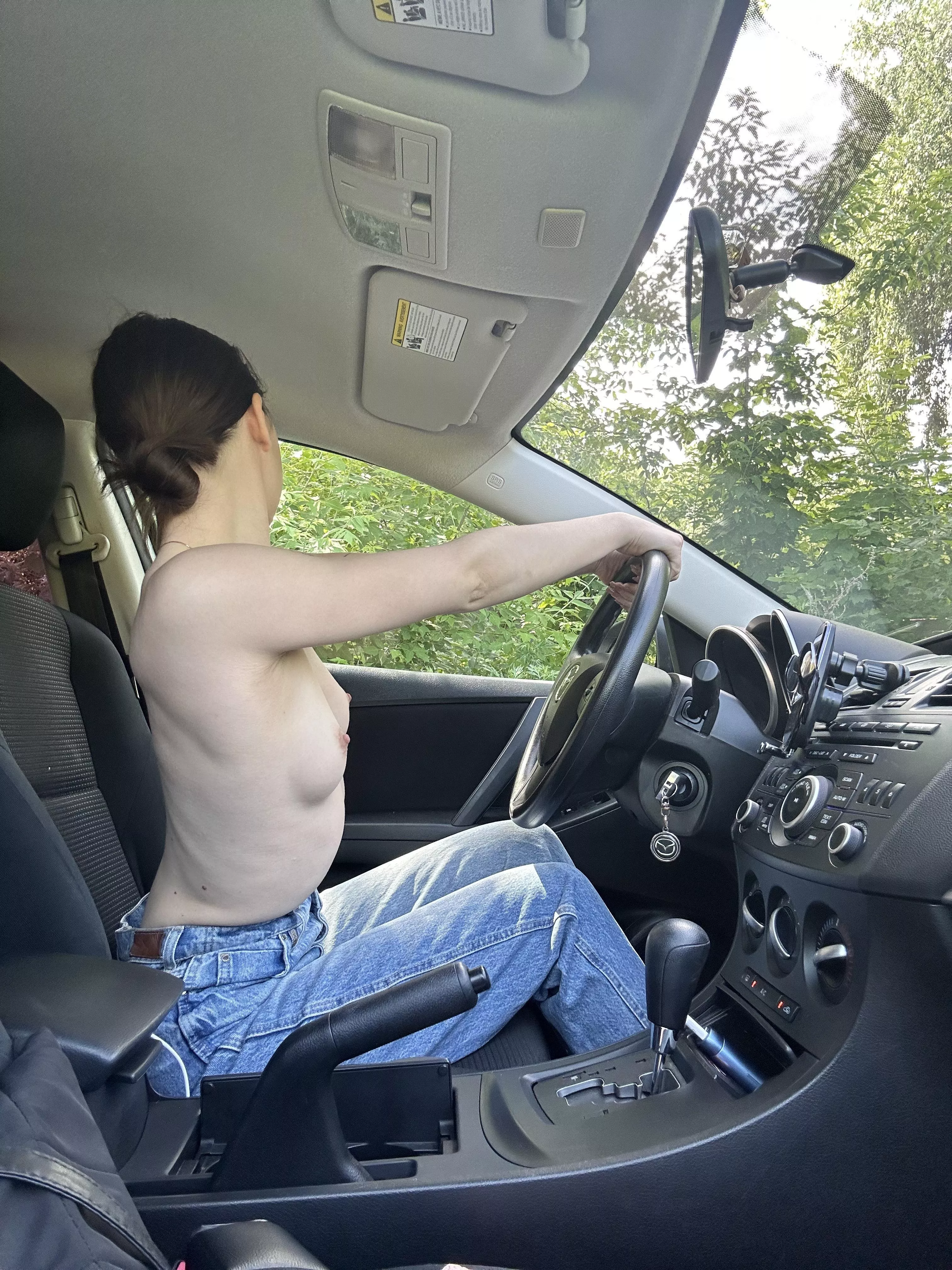 Flashing my tits in the car posted by Liliana_Lover