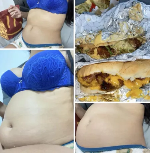 Incredible my change before and after a great Sandwich every day committed makes me bigger and bigger. Who wants to feed this beautiful belly? by Express_Unit9852