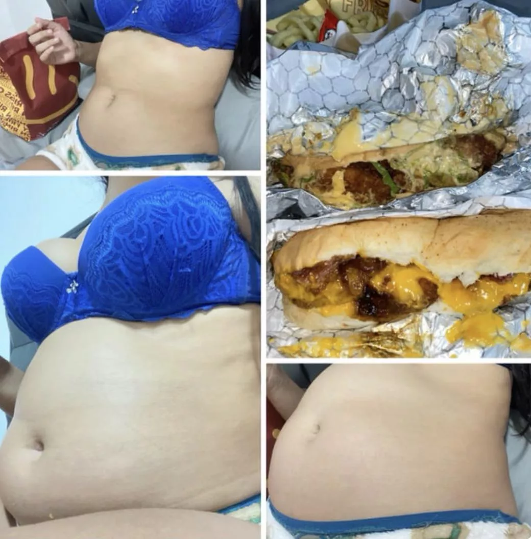 Incredible my change before and after a great Sandwich every day committed makes me bigger and bigger. Who wants to feed this beautiful belly? posted by Express_Unit9852