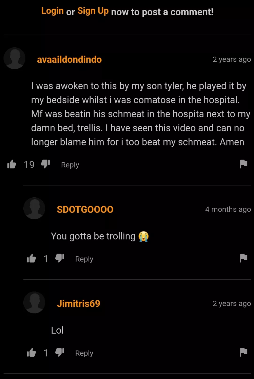 Mf was beatin his schmeat  posted by Jamesthegoblin69
