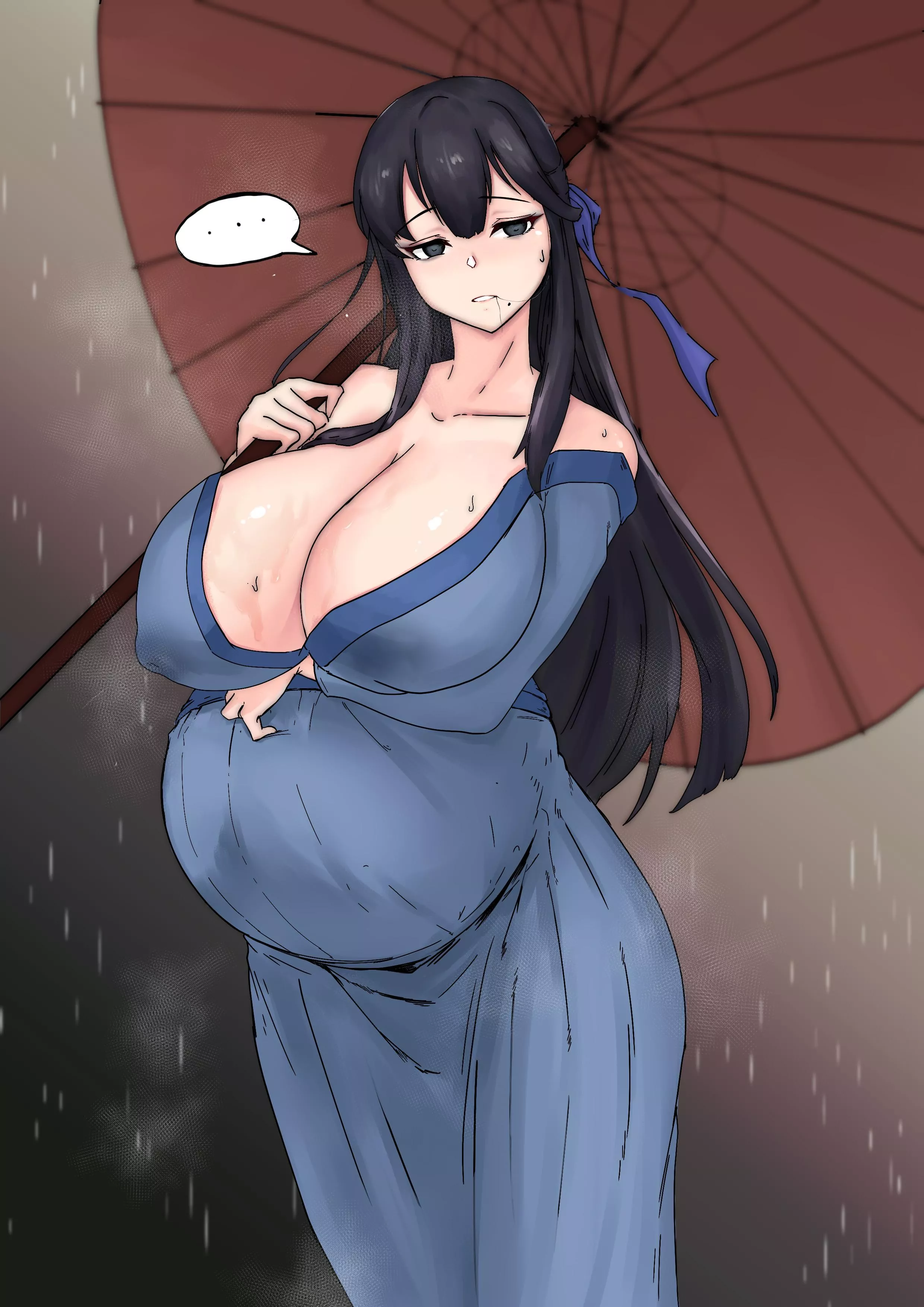 Out in the rain, approached by a heavily pregnant woman (Hentai Rat) posted by HeavyLancerthe8th