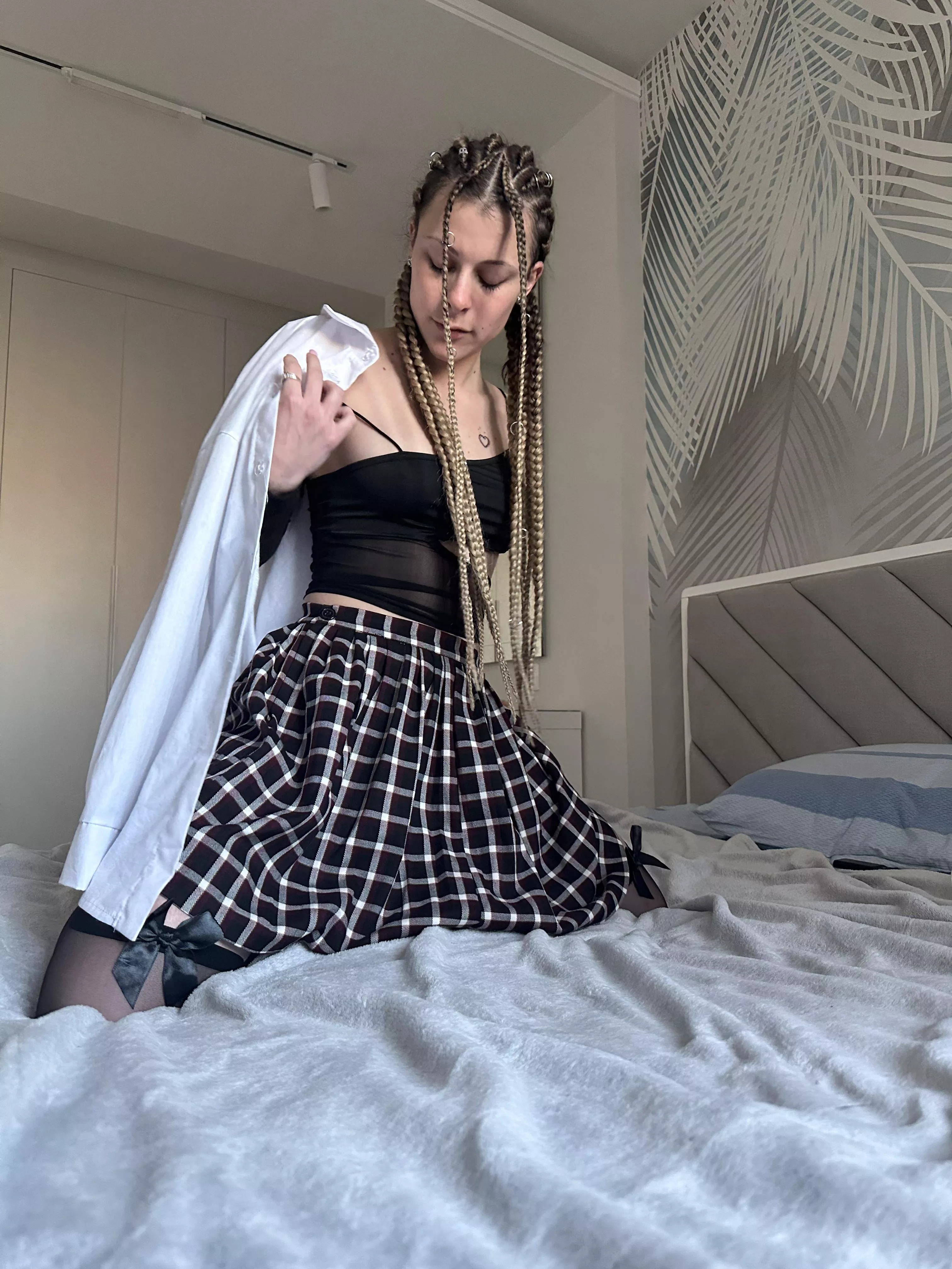 Plaid skirt, tight shirt. posted by CoylyStun