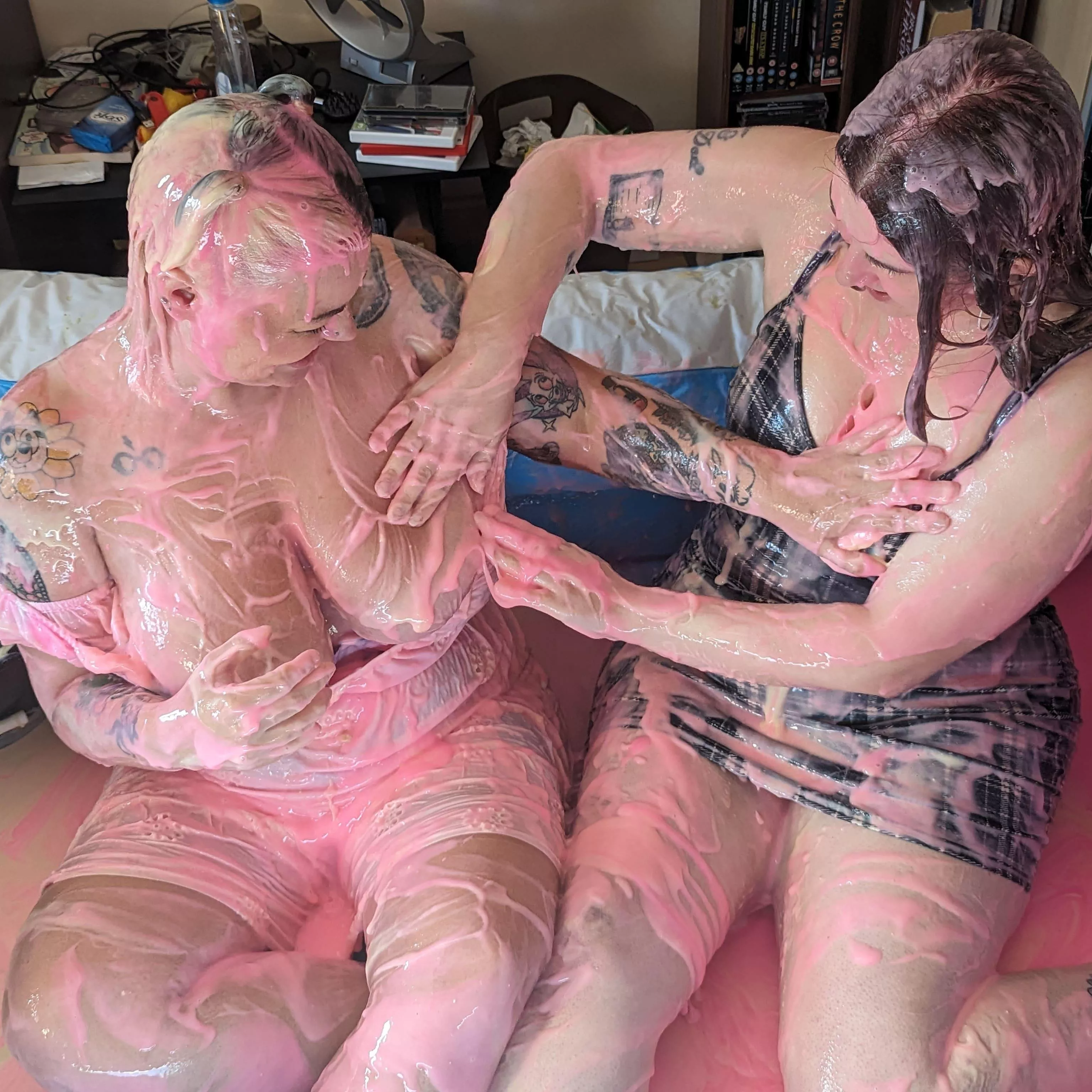 Whata better than 1 hot women covered in gunge and custard? 2 posted by TheShowOffsShowOff