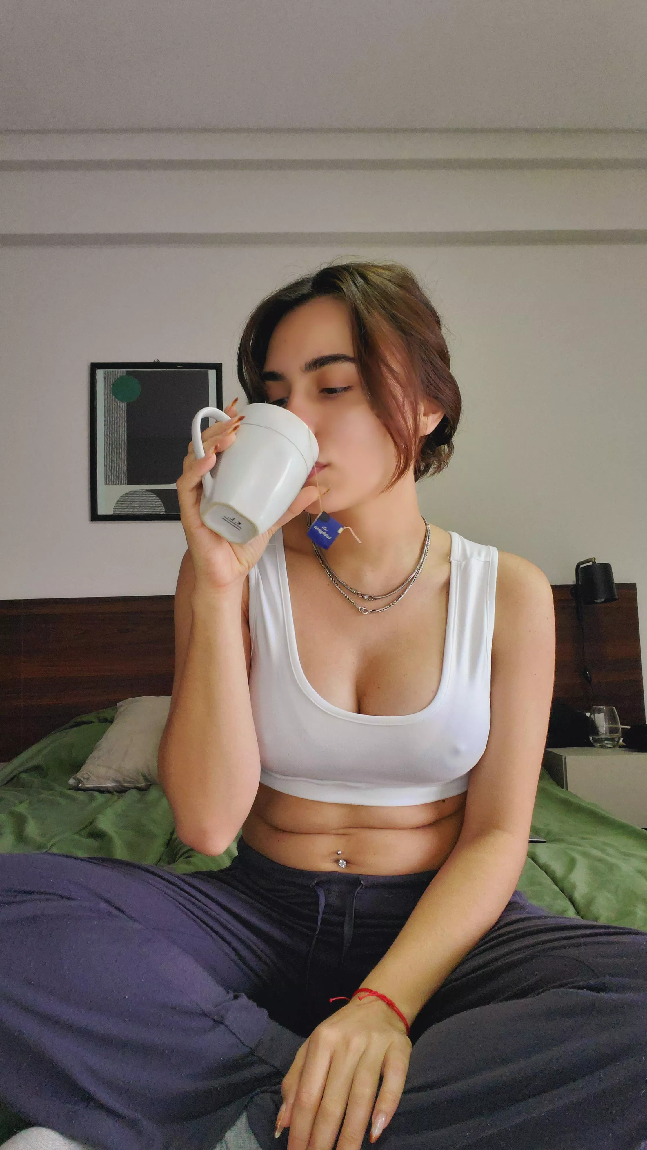 Crop top and coffee, just who I am posted by LovelyBellaXO