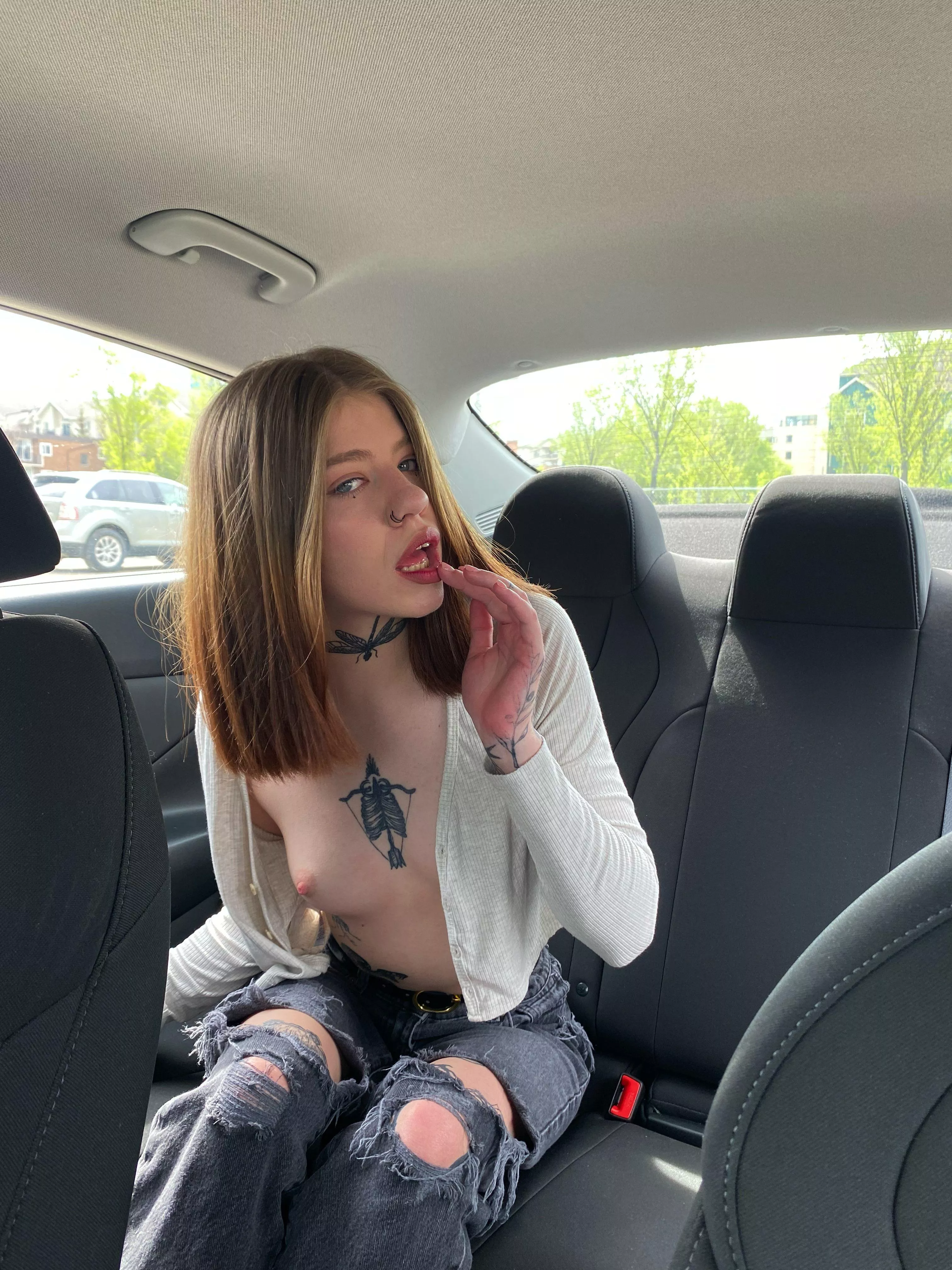 I couldn't wait to get home, so I showed my tits to my friend in the car posted by Mari_Yummy