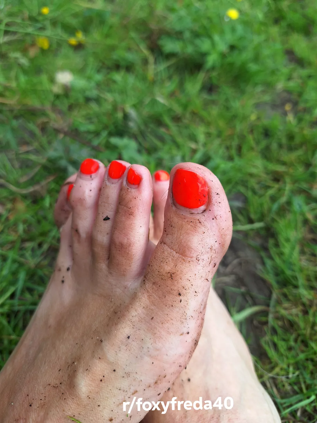 Mud, rain, grass and bare feet. Loved jumping in the mud tonight posted by foxyfreda40