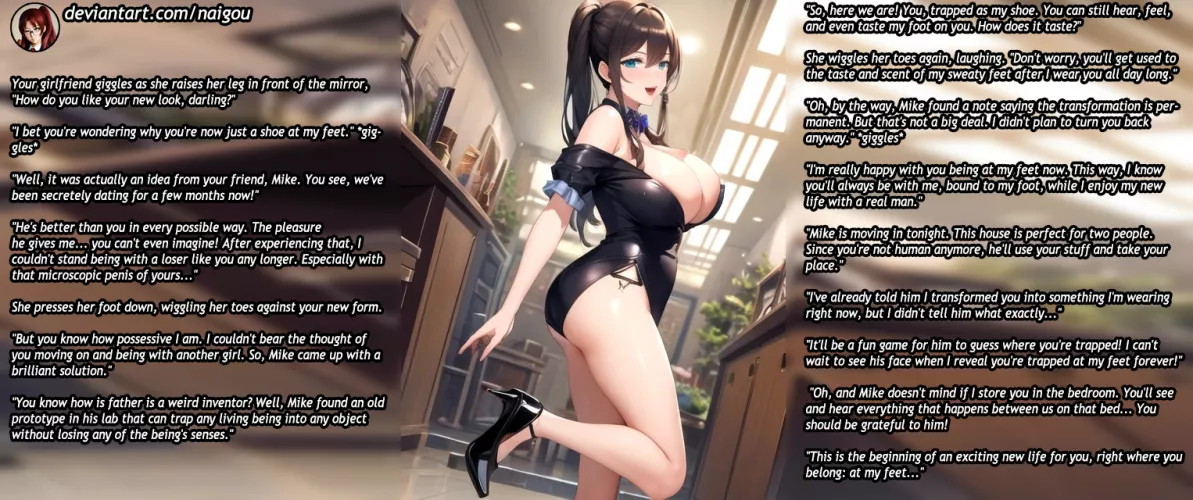 A new shoe for your ex ! [femdom][shoe TF][transformation][cuckolded][feet] by Nalgou