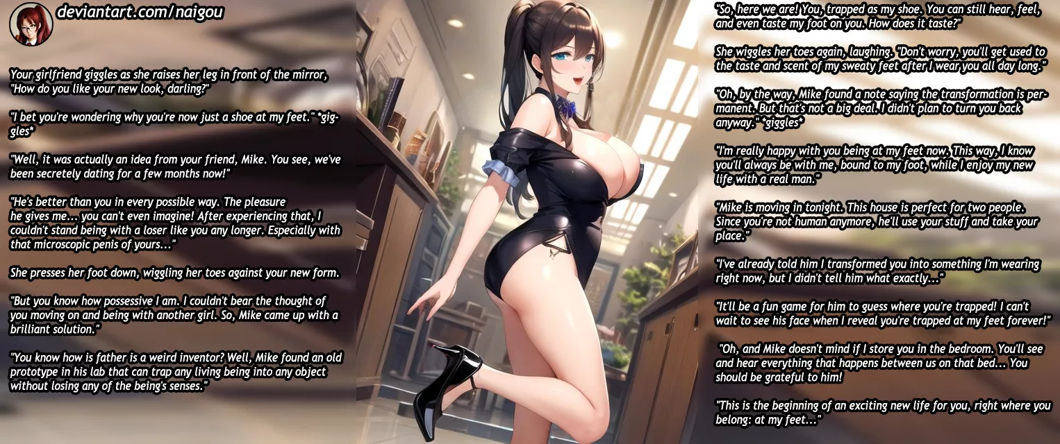 A new shoe for your ex ! [femdom][shoe TF][transformation][cuckolded][feet] posted by Nalgou