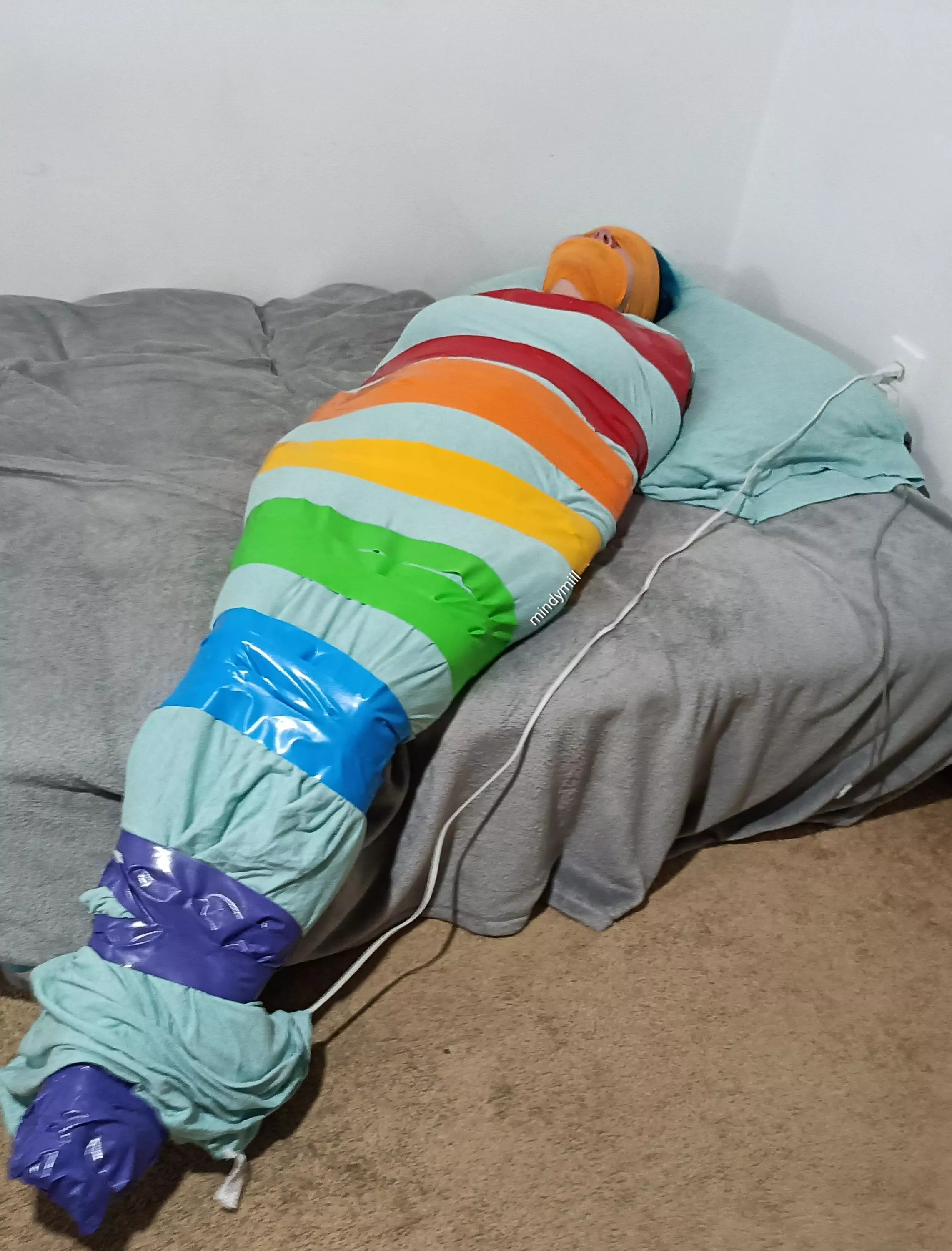 Rainbow mummy time! My wand was on the whole time and I came twice all wrapped up posted by mindymill