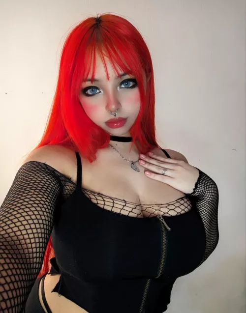 Your daily dose of goth boobs in fishnets 😌🖤 by babygirlkittenxo