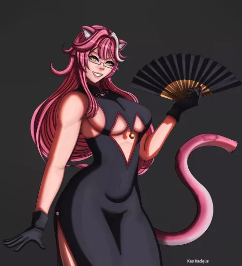 Panther vtuber Raora Panthera dressed as Fox girl Koyanskaya, from FGO (@Kaokacique) by KaoKacique