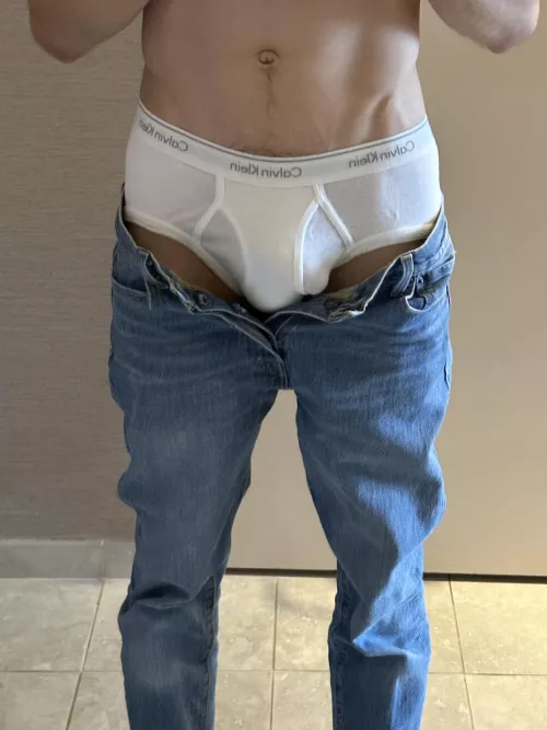Wearing a pair of my white Calvin briefs by EastCoast5000