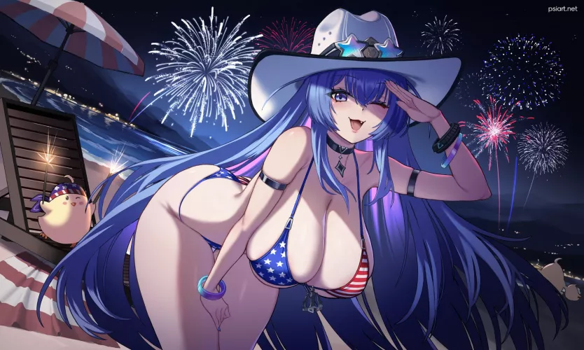 New Jersey enjoying the 4th of July Fireworks (PSIdubs) [Azur Lane] by llamanatee