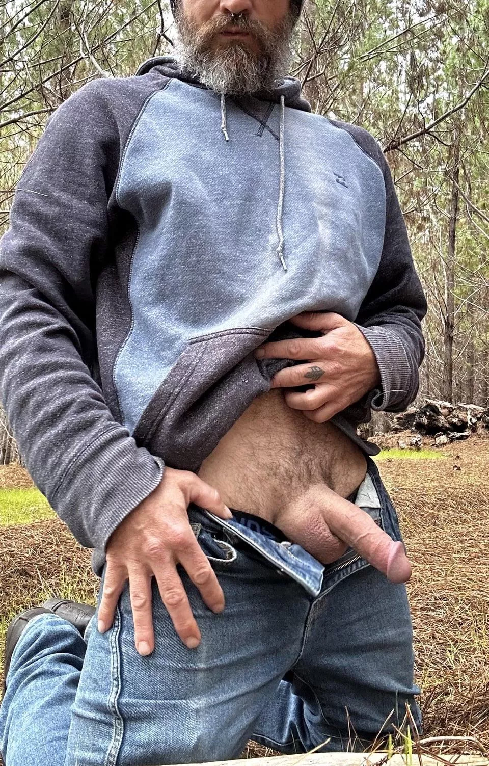 Out for a walk in the woods today  posted by idratherbenudist