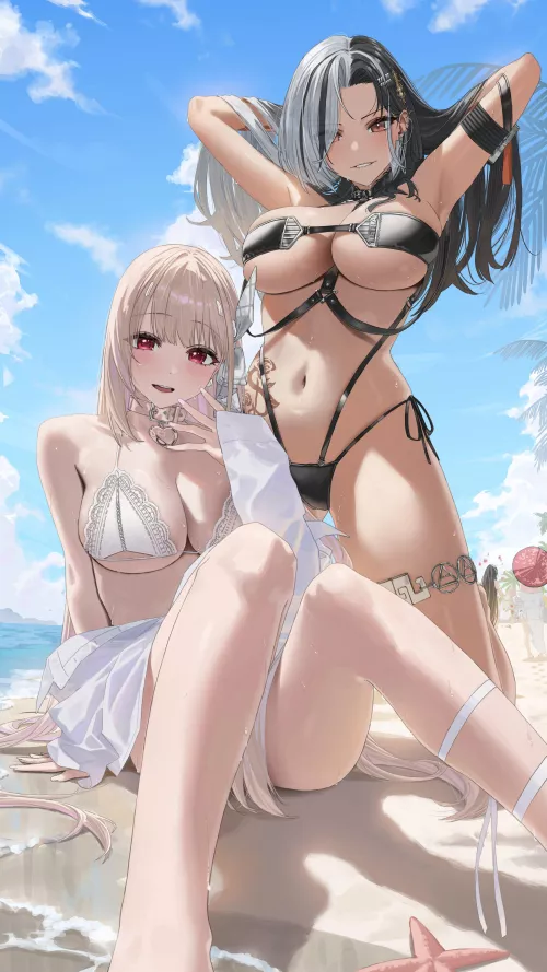 Rosanna presenting armpits and Viper sitting (はらけんし / pkenshiq) [Goddess Of Victory: Nikke] by elegantloveglimmer