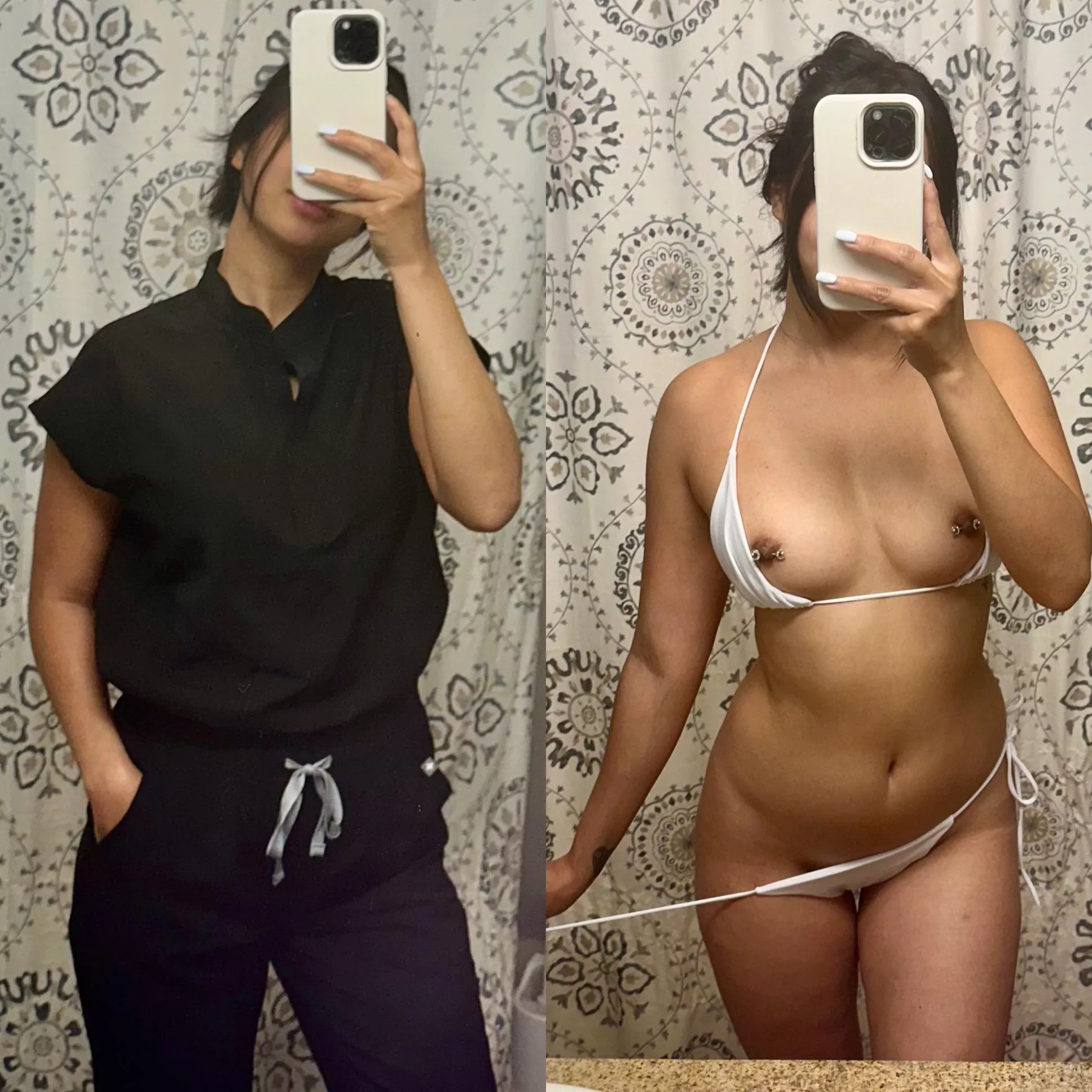 Scrubs or bikini?? Which slutty version of me do you prefer?? 😛 posted by hellokittyk