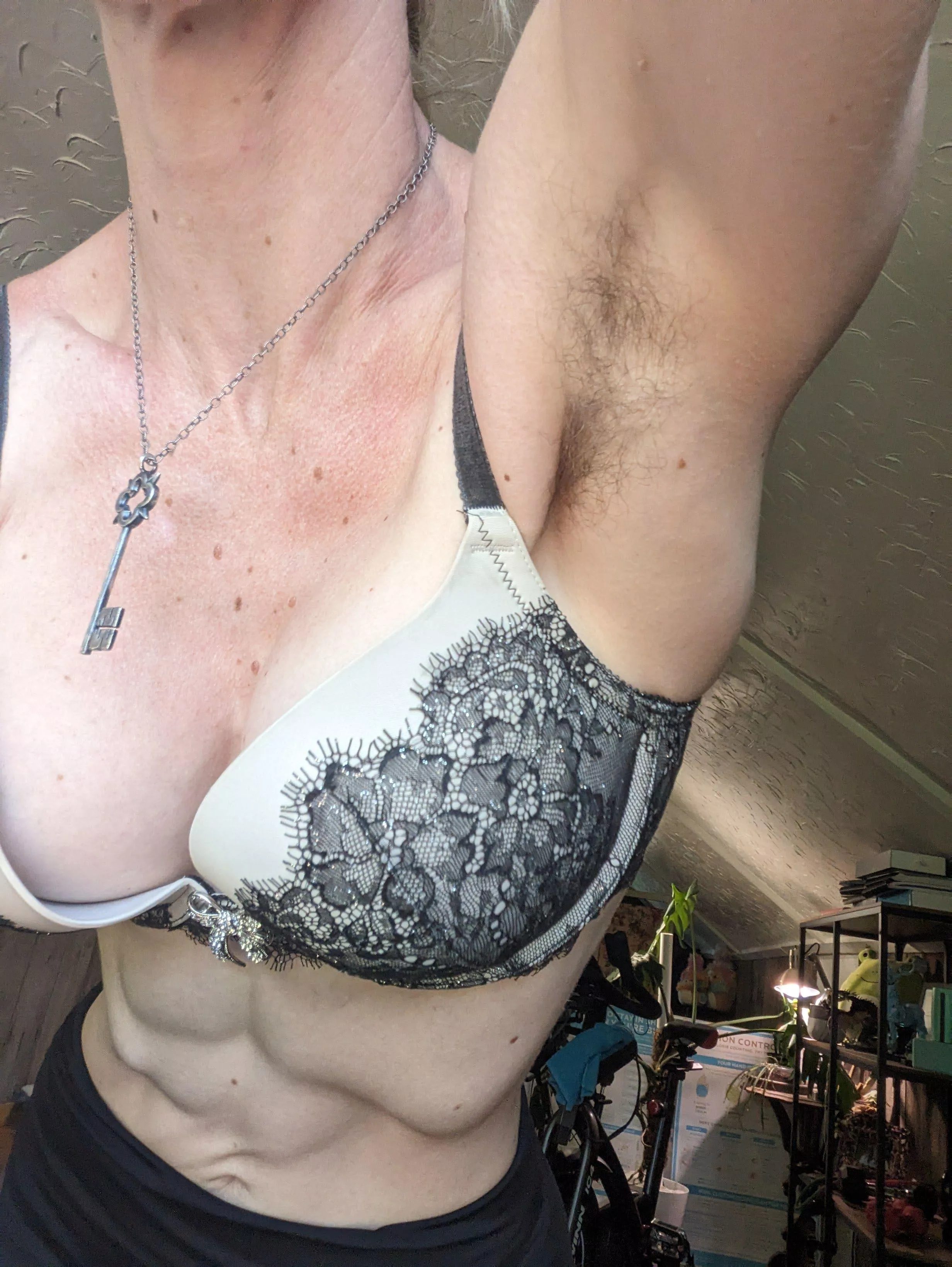 Feminine and hairy...just how you like it or you wouldn't be here. posted by LiftsNLingerie