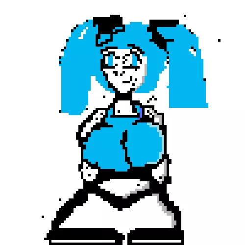 fitness miku ( kinda )         so this is my very first legit picture i made  are there any tips on shading, were to start, whats a good refrence image, ect
yes i know her breasts are uneven by Infamous-Subject1492