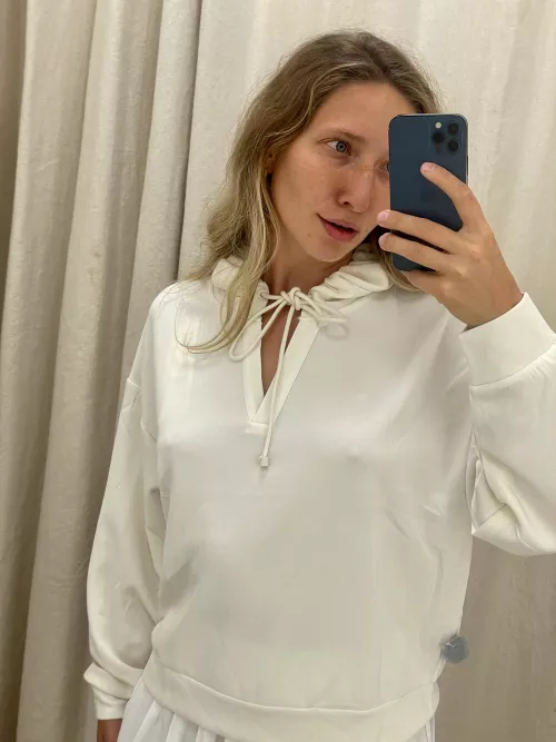 Hoodie with no bra underneath it by Kkeysi