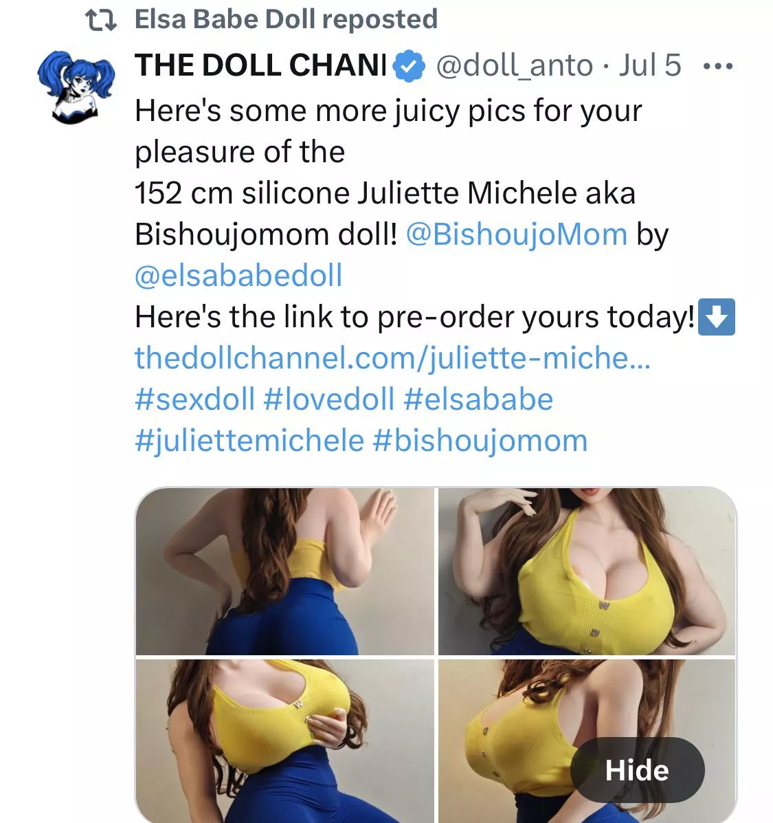 I just saw this on Elsa babe twitter looks like another sexy silicone doll! I Might buy posted by Unique_Jackfruit3604