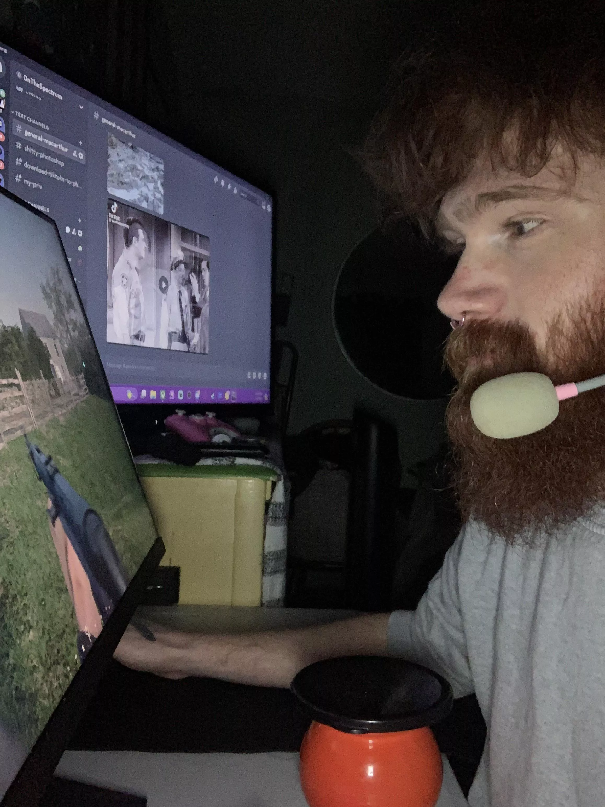 How close do y’all sit to the monitor? Bonus points if you know what game I am playing. posted by ThE_REdHeAD1209